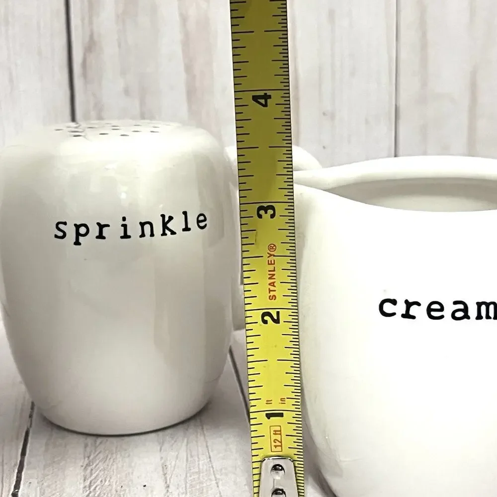POTTERY BARN Coffee House Bar Condiment Set Cream Sugar Honey Sprinkle no lids